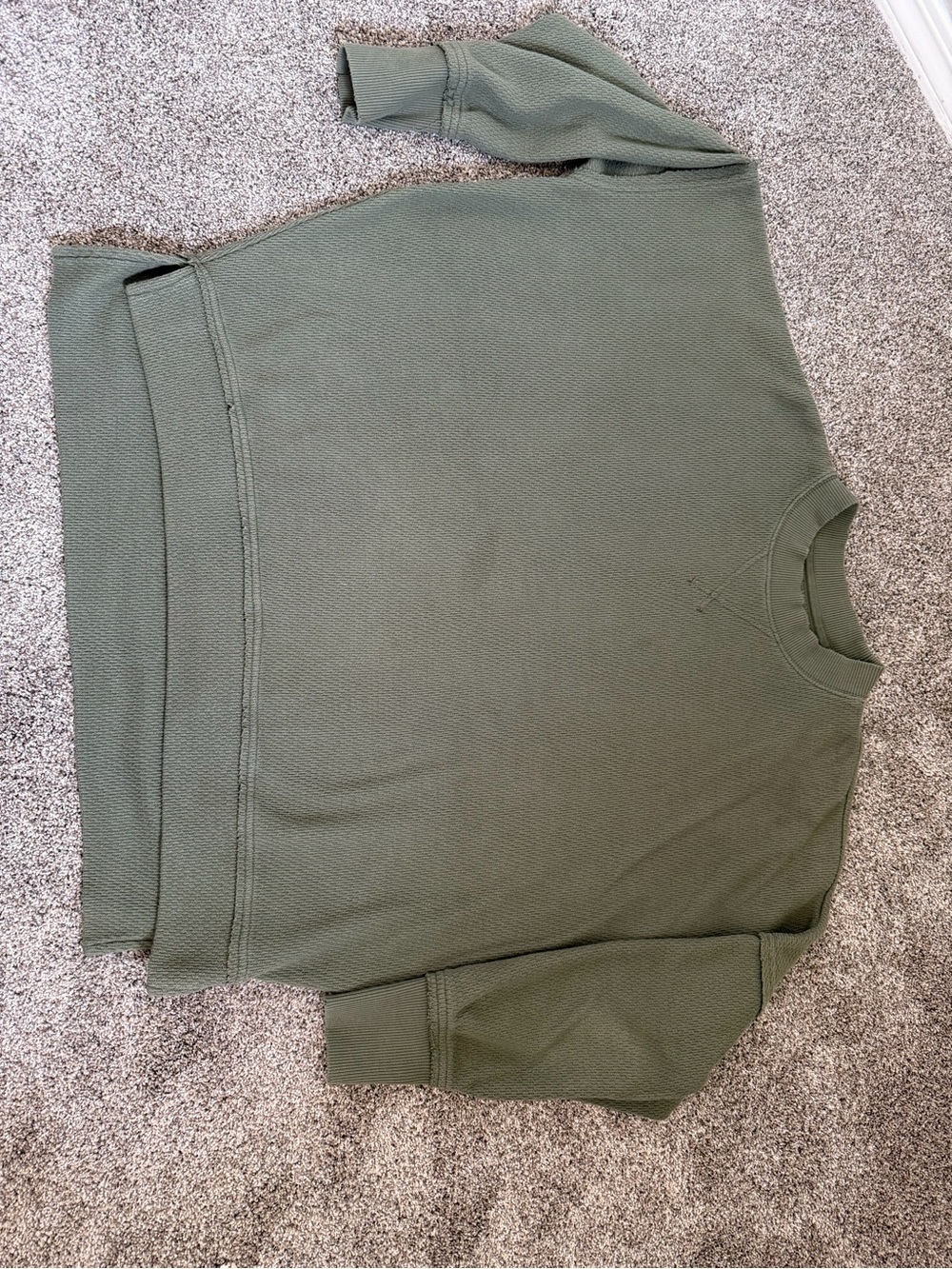Aerie Olive Green Waffle Knit Oversized Sweatshirt